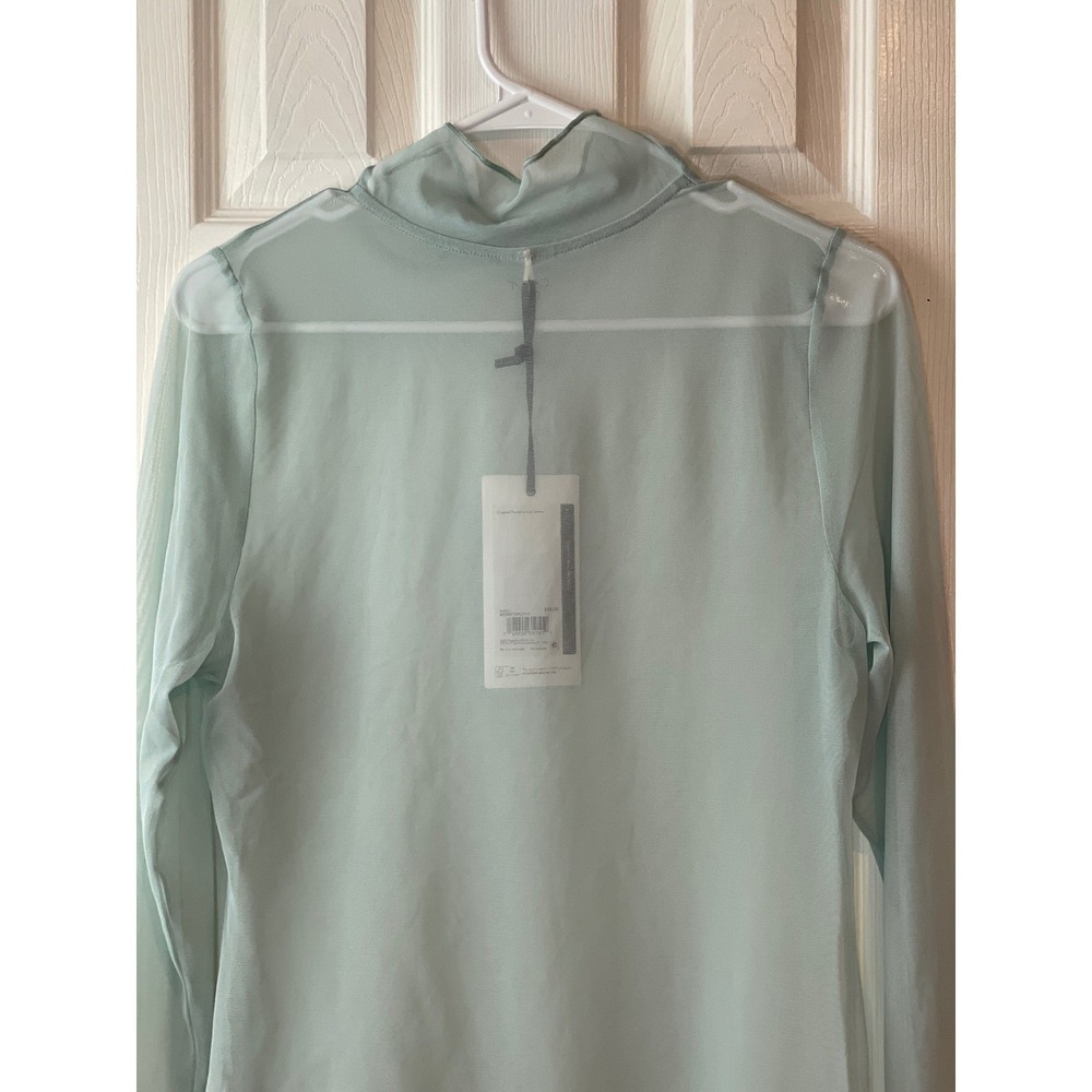 Calia Draped Funnel Long Sleeve Women's XL Smoked Turquoise Sheer Mesh Thumbhole - Picture 12 of 13